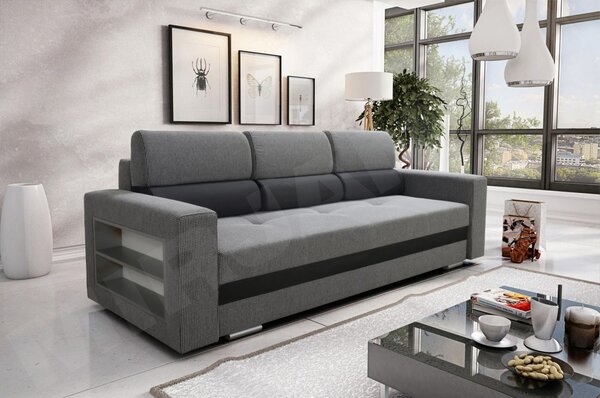 Sofa na razvlačenje Carona (svijetlosmeđa + bež) (s prostorom za odlaganje)