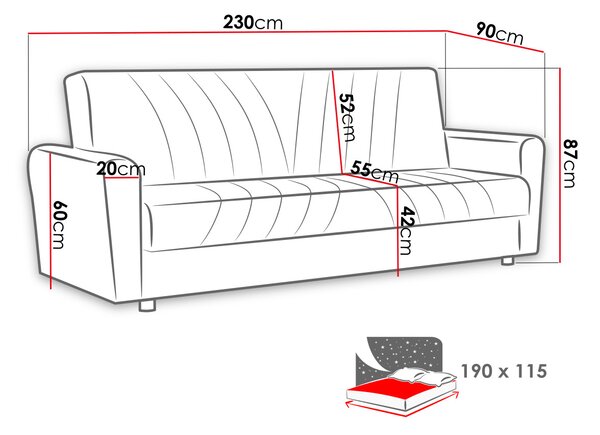 Sofa na razvlačenje Bamaku (siva) (s prostorom za odlaganje)