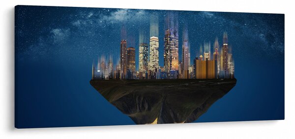 Slika - Veliko mesto lebdi skozi vesolje (120x50 cm)