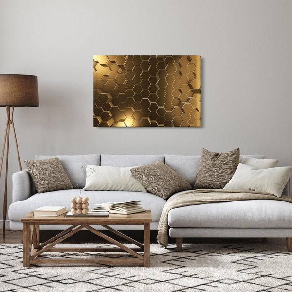 Slika - Zlati šesterokotniki (90x60 cm)