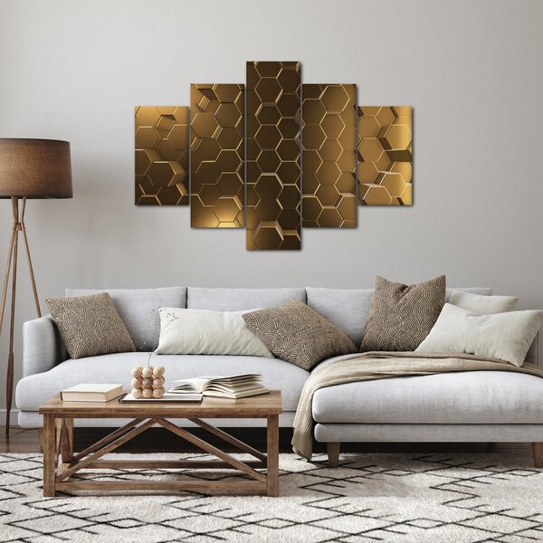 Slika - Zlati šesterokotniki (150x105 cm)