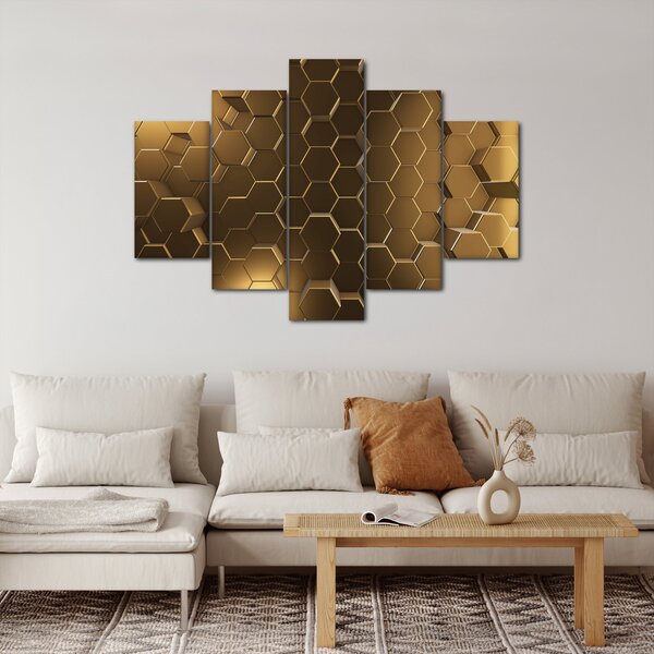 Slika - Zlati šesterokotniki (150x105 cm)
