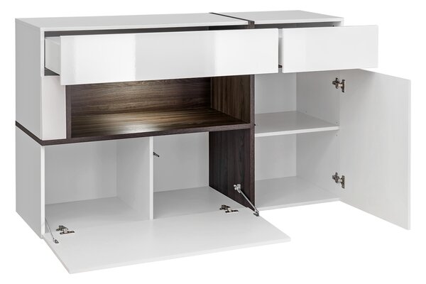 Komoda Carlyn 28 PEW CS SB (bijela mat + biserni brest + visoki bijeli sjaj)