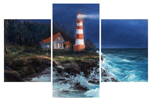 Slika - Svetilnik na obali oceana, akvarel (90x60 cm)