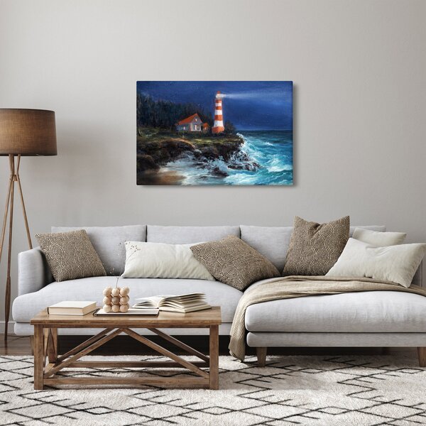 Slika - Svetilnik na obali oceana, akvarel (90x60 cm)