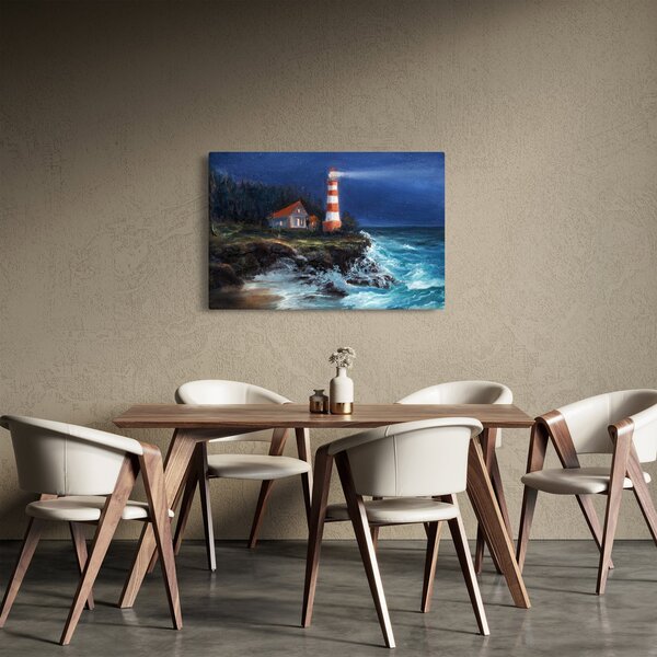 Slika - Svetilnik na obali oceana, akvarel (90x60 cm)