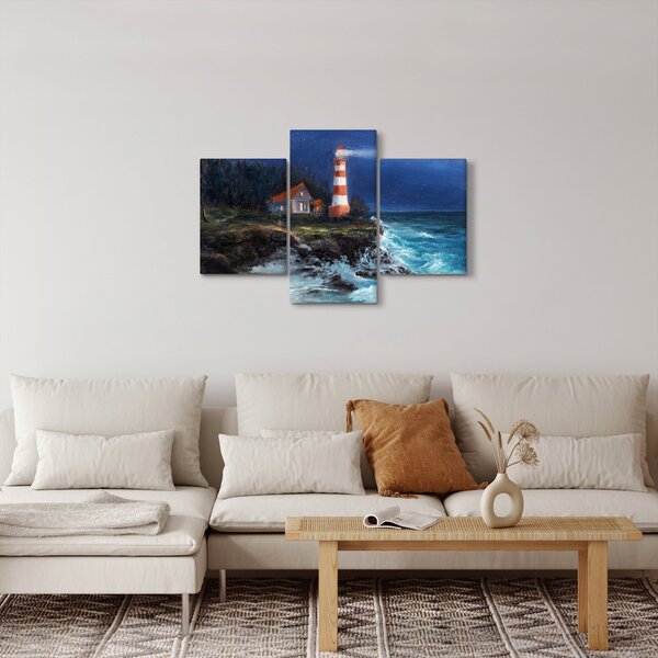 Slika - Svetilnik na obali oceana, akvarel (90x60 cm)
