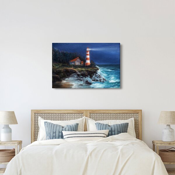 Slika - Svetilnik na obali oceana, akvarel (90x60 cm)