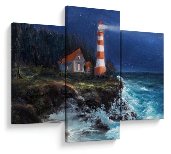 Slika - Svetilnik na obali oceana, akvarel (90x60 cm)