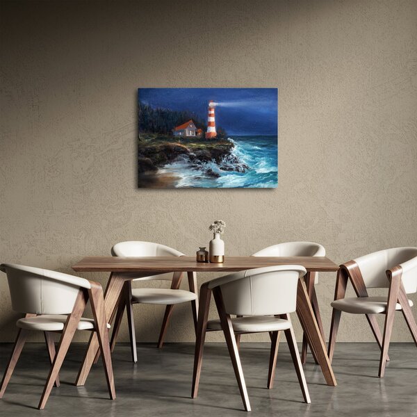 Slika - Svetilnik na obali oceana, akvarel (70x50 cm)