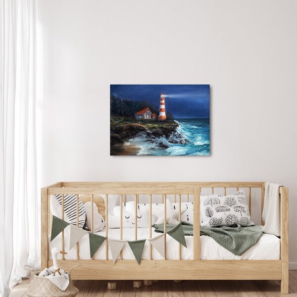 Slika - Svetilnik na obali oceana, akvarel (70x50 cm)