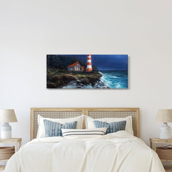 Slika - Svetilnik na obali oceana, akvarel (120x50 cm)
