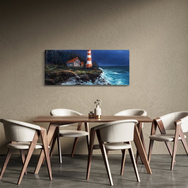 Slika - Svetilnik na obali oceana, akvarel (120x50 cm)