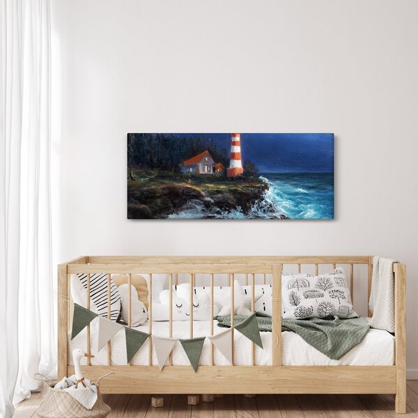 Slika - Svetilnik na obali oceana, akvarel (120x50 cm)