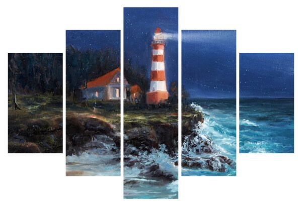 Slika - Svetilnik na obali oceana, akvarel (150x105 cm)