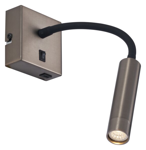 Set van 2 moderne wandlamp gunmetal met USB-C - Gosna