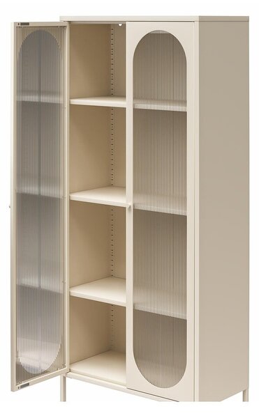 Krem metalna vitrina 80x186x40 cm Luna – Støraa