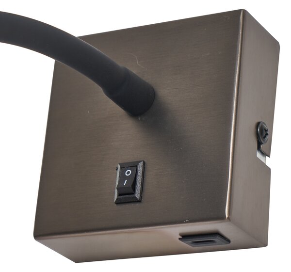 Set van 2 moderne wandlamp gunmetal met USB-C - Gosna