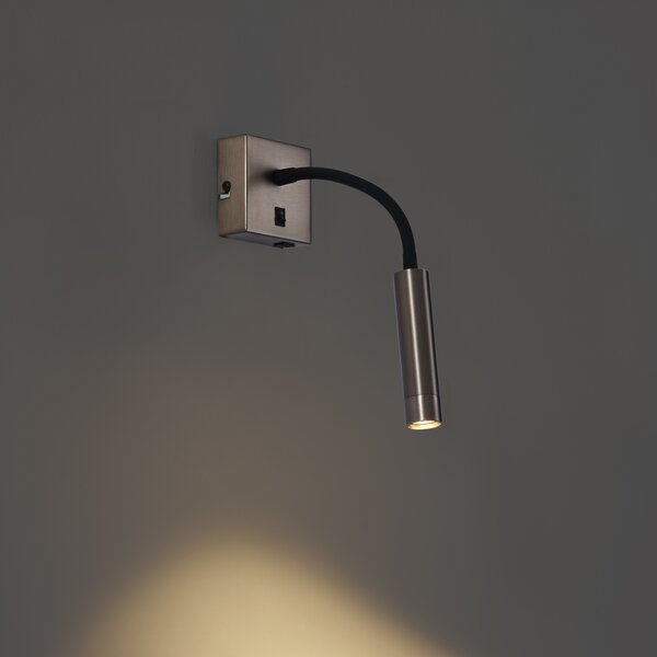 Set van 2 moderne wandlamp gunmetal met USB-C - Gosna