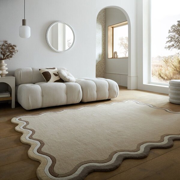 Ručno rađen vunen tepih u prirodnoj boji 200x290 cm Leo Scallop – Flair Rugs
