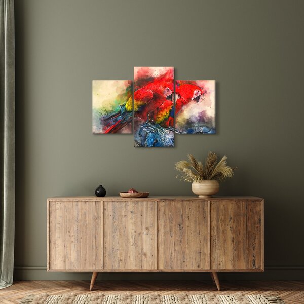 Slika rdeče papige ara (90x60 cm)
