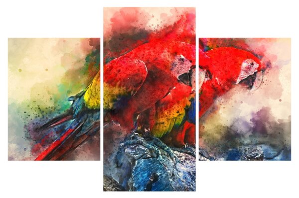 Slika rdeče papige ara (90x60 cm)
