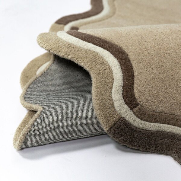Ručno rađen vunen okrugao tepih u prirodnoj boji ø 180 cm Leo Scallop – Flair Rugs