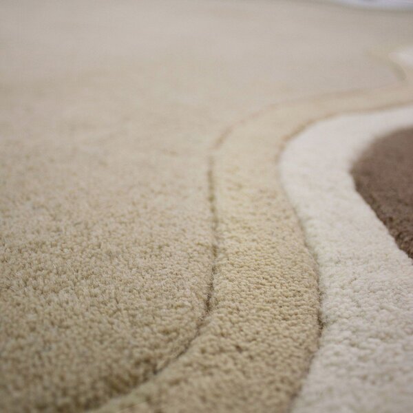 Ručno rađen vunen okrugao tepih u prirodnoj boji ø 180 cm Leo Scallop – Flair Rugs