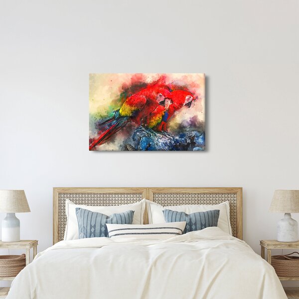 Slika rdeče papige ara (90x60 cm)