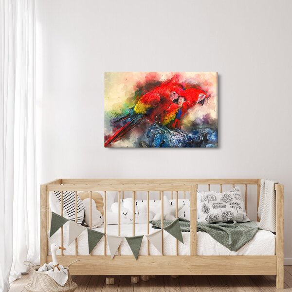 Slika rdeče papige ara (90x60 cm)