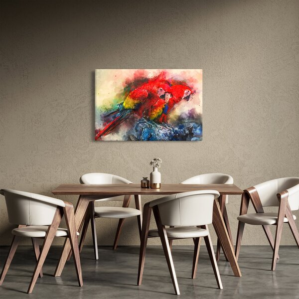 Slika rdeče papige ara (90x60 cm)