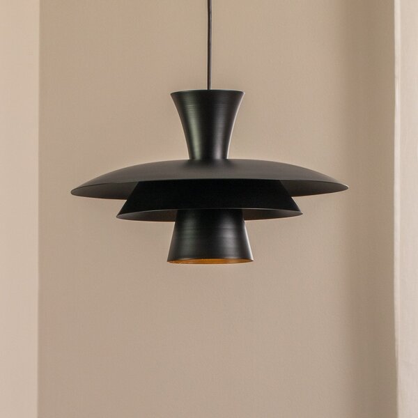 Luminex Viseća svjetiljka Plato, crna, metalna, Ø 38 cm, E27, prigušiva, Crno, Dnevni boravak/blagovaonica, Metal