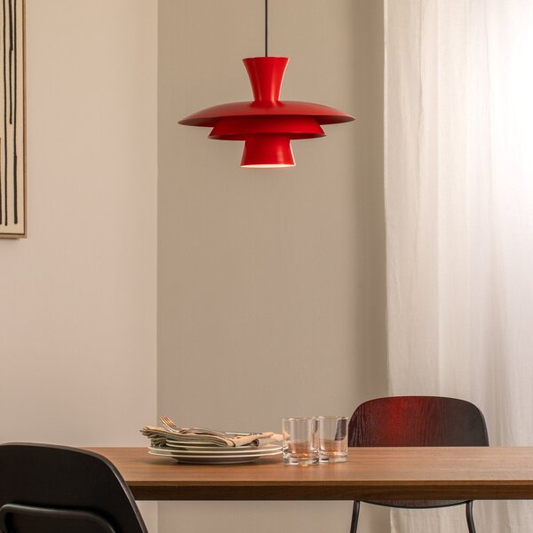 Luminex Viseća svjetiljka Plato, crvena, metalna, Ø 38 cm, E27, prigušiva, Crvena, Dnevni boravak/blagovaonica, Metal