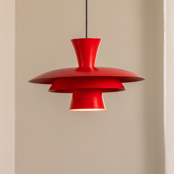 Luminex Viseća svjetiljka Plato, crvena, metalna, Ø 38 cm, E27, prigušiva, Crvena, Dnevni boravak/blagovaonica, Metal