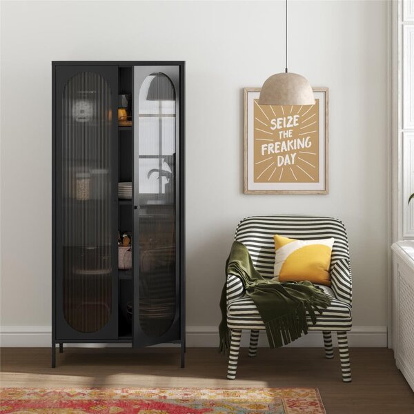 Crna metalna vitrina 80x186x40 cm Luna – Støraa