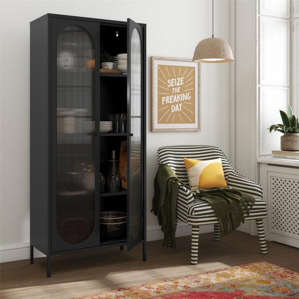 Crna metalna vitrina 80x186x40 cm Luna – Støraa