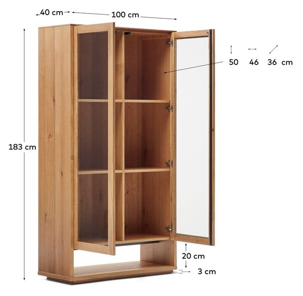 Vitrina u dekoru hrasta u prirodnoj boji 100x185 cm Alguema – Kave Home