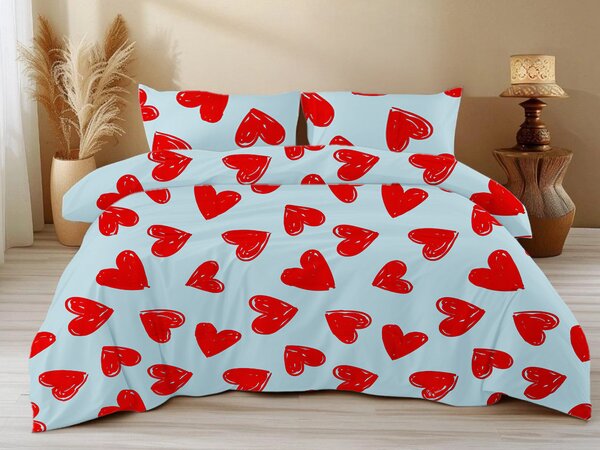 Pamučna posteljina WARM HEART svijetlo plava Dimenzije posteljine: 70 x 90 cm | 140 x 220 cm
