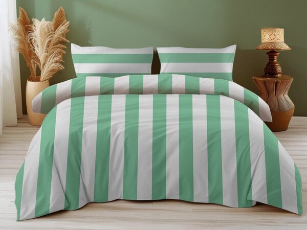 Pamučna posteljina STRIPES bijelo-zelena Dimenzije posteljine: 70 x 90 cm | 140 x 220 cm