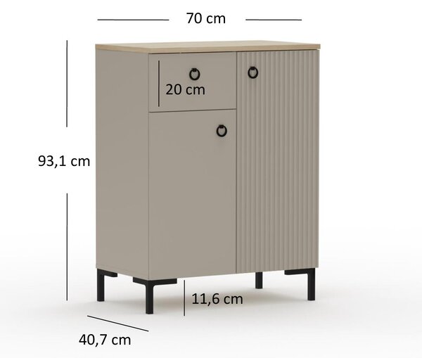 Komoda Demandaron 3 (taupe + hrast silverjack)