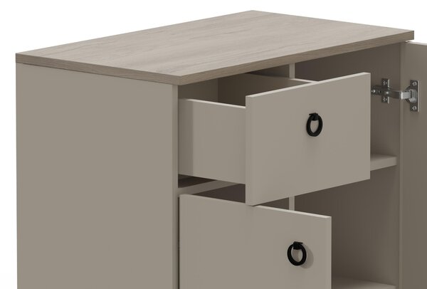 Komoda Demandaron 3 (taupe + hrast silverjack)