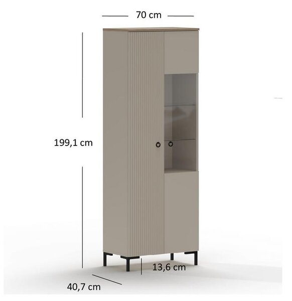 Zondo.hr Vitrina Demandaron 1 (taupe + hrast silverjack) . Akcija -22%. 1116815