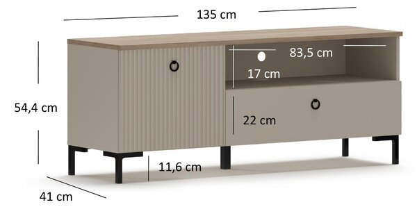 TV ormarić Demandaron 1 (taupe + hrast silverjack)