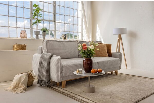 Bež sklopiva sofa od samta 218 cm Tori – Bonami Selection