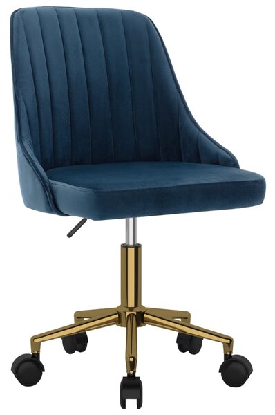 VidaXL Okretna uredska stolica plava baršunasta