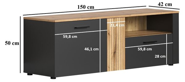 TV ormarić Esferas (grafit + hrast evoke)