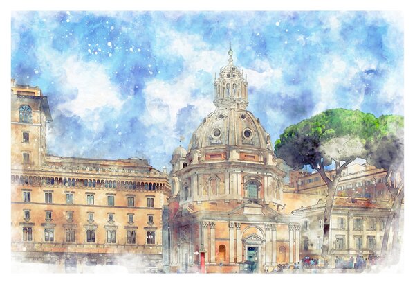 Slika - Cerkev Santa Maria di Loreto, Rim, Italija (90x60 cm)