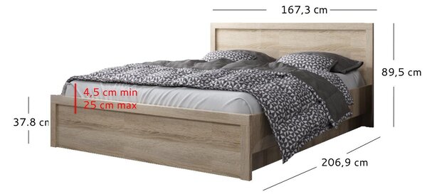 Zondo.hr Bračni krevet 160 cm Japon (hrast sonoma) (s podnicom) (s prostorom za odlaganje). Akcija -23%. 1116902