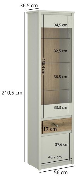 Zondo.hr Vitrina Kodro 1 (kašmir + hrast evoke) . Akcija -21%. 1116924