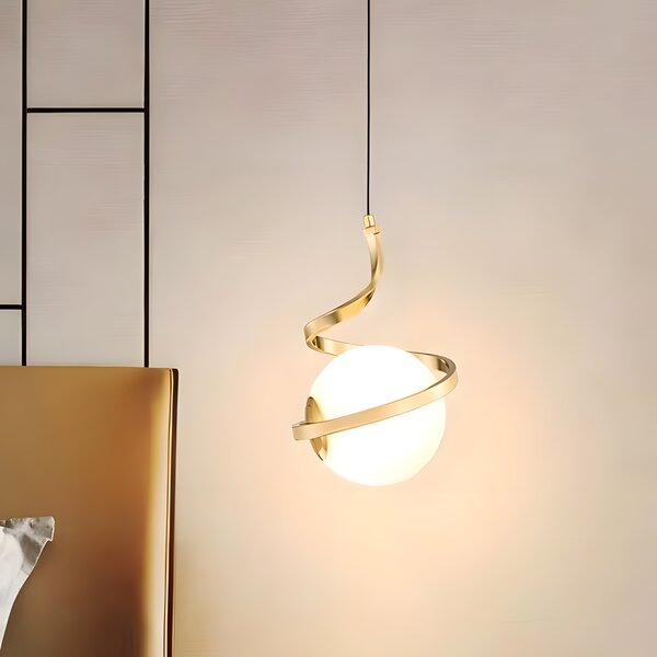 GLASS SPHERE SPIRAL PENDANT LAMP APP1733-1CP GOLD